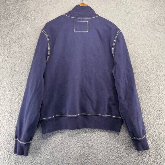 True Religion Track Jacket Men's 2XL Blue Sweatshirt Zip Up White Stitching Logo - Picture 8 of 10